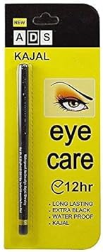 JMJ ADS Eyecare Kajal Pencil 12 Hour Extra Black Long Lasting Water Proof Kajal (Pack of 2)
