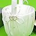 Remedios Rhinestone 2 Hearts Wedding Flower Girl Basket in Ivory Satin