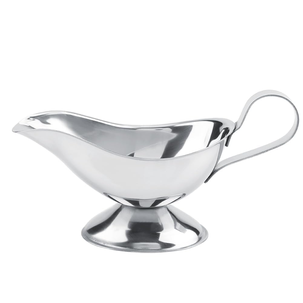 Stainless Steel Gravy Boat, Saucer Boat Gravy Bowl Mini Sauce Jug Sauce Cup Serving Dish with Handle for Gravy Sauces or Cream at Home Restaurant Hotel(5oz)