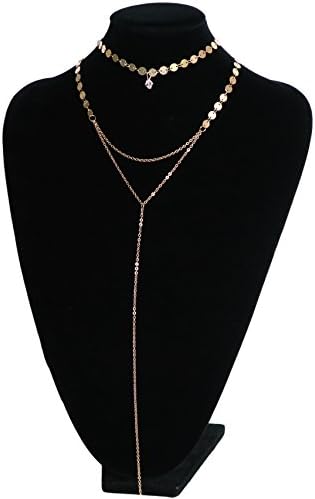 Likimar Thin Layered Coin Sequins Choker Necklace Pendant Necklace Handmade Charm Women Jewelry