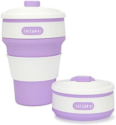 Lesihui Collapsible Cup Portable Reusable Folding Mug for Outdoor, Hiking and Camping, Food-Grade Silicone, BPA-Free (Lilac)