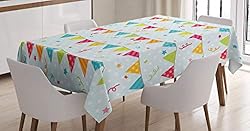 Ambesonne Birthday Tablecloth, Colorful Triangular