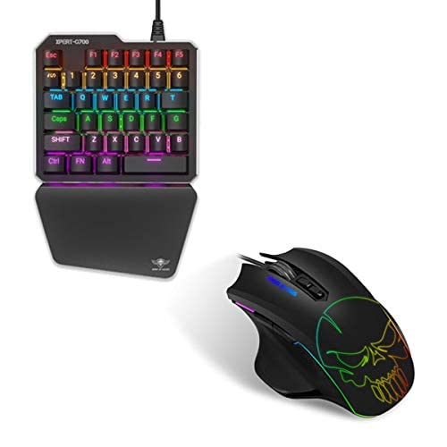 Spirit of Gamer - Xpert G700 - Adapter Kombinierte RGB - Tastatur und Maus Set Für PS4, Xbox ONE, PC - Mechanische Tastatur Mit Einer Hand - Maus 7 Tasten 3200 DPI 6