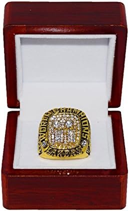 LOS ANGELES LAKERS (Kobe Bryant) 2001 NBA FINALS WORLD CHAMPIONS (Back 2 Back Champs) Rare & Collectible Replica National Basketball Association Gold NBA Championship Ring with Cherrywood Display Box