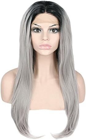 Trendywigs Quality Ombre Grey Long Synthetic Lace Front Wigs for Women 22"
