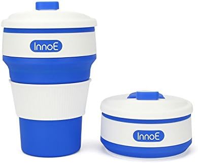 InnoE Collapsible Portable Coffee Cup for Home Office Outdoor Camping Hiking Picnic Tea Cup, Leak-proof Design, BPA Free Food-grade Silicone (Navy Blue)