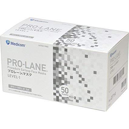 【まとめ買い】メディコム プロレーンマスク レギュラー ホワイト 50枚入 【4箱セット（200枚）】商品画像