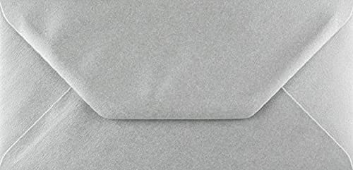DL Coloured Envelopes for Greeting Cards Wedding Invitations Crafts Business Office 110mm x 220mm - Pack of 100 Envelopes (Metallic Silver)
