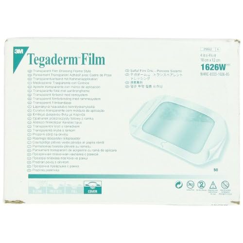 3M Tegaderm Transparent Dressing with Label 4' x 4 3/4' (10 x 12 cm) 50 per Box #1626W image