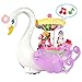 WolVol Beautiful Musical Rotating Horses Carousel Music Box on Self Riding Swan Animal, Lights and Sounds, Bump and Go Action - Great Gift Toy for Little Girls