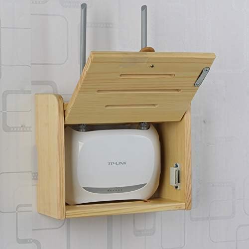 LBYMYB Solid Wood Wireless WiFi Router Storage Box, Wall-Mounted Power Wire Storage Shelf, Wall Occlusion Box Free Punching24.5x9.8x20cm Wall Shelf (Color : E, Size : 24.5x9.8x20cm)