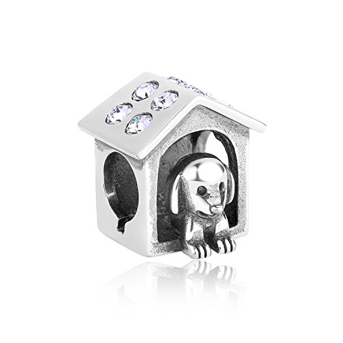 Polished Silver Charm - Home Sweet Home (Dog's Life Collection) - with Swarovski Crystals