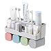 Boyan Toothbrush Holder Set, Save Space No Drill Wall Mount Toothpaste Dispenser and Multi-Functional Slots Bathroom Organizer with Water Drainer (Large)