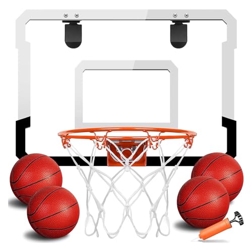 Concave White Black Backboard with Orange Rim, White Net and 4 Balls