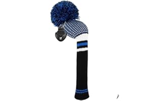 Scott Edward 1PCS Knit Pom Pom Driver(460cc)/Fairway/Hybrid(UT) Club Protector Golf Club Cover with Rotating Number Tags,Soft,Portable