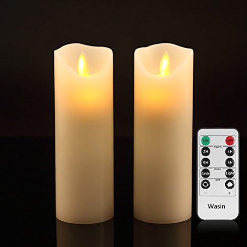 Flameless Candles Flickering Candles Decorative Battery Flameless Candle Classic Real Wax Pillar With Dancing LED Flame &amp; 10-key Remote Control 2/4/6/ 8 Hours Timers (Ivory)