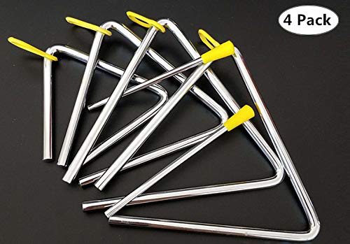 4-Pack Music Triangle Instrument, Magnoloran Steel Rhythm Musical Percussion Triangle Instruments with Strikers for Early Preschool Education (4 Sizes - 4,5,6,7 Inch)