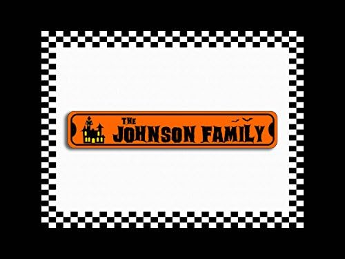 Custom Haunted House Family Name Personalized Novelty Metal Halloween Street Sign 3x18
