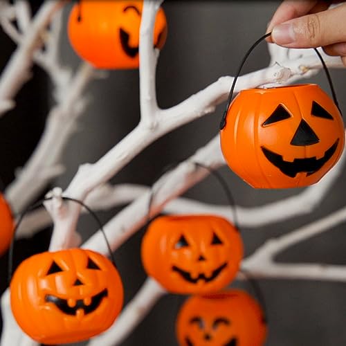 3 otters 12PCS Halloween Pumpkin Buckets, Pumpkin Candy Buckets with Handle Trick or Treat Pumpkin Baskets for Halloween Decorations Candy Bag Fillers Party Supplies