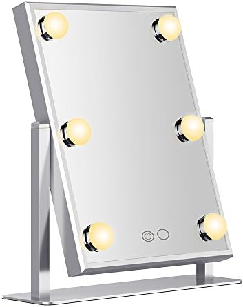 Nitin Vanity Mirror with Dimmable and Touch Control Design, Hollywood Style Makeup Cosmetic Mirrors with Lights , Aviation - Grade Aluminum Frame Jewelry Packaging Material Velvet Back Plate (Silver)