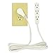 Flat Multiple Outlet Extension Cord 25 Ft for Indoor Use by Bindmaster- UL-Listed 3-Prong Multi Extension Wire- Space-Saving Flat Angled Extension Cord- White