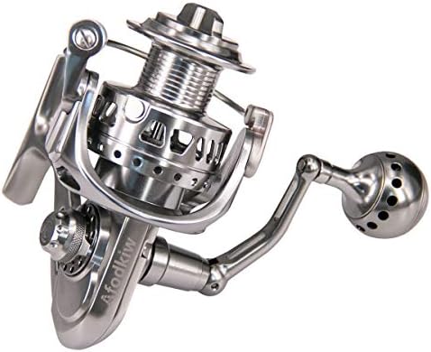 Afodkiw Fishing Spinning Reel All Stainless Steel CNC Integrated Carbon Fiber Brakes Anti-Corrosion Saltwater,Gun Color