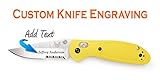 Custom Laser Engraved Benchmade Mini-Griptilian Mod Drop Point Combo Edge, Yellow Knife 556S-YEL