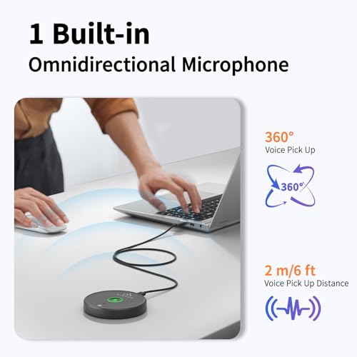 AIRHUG USB Microphone No Speaker, Desktop Computer Mic, Mute Button with LED Indicator,AI Noise Reduction,Plug & Play Omnidirectional Condenser PC Laptop Mics,for Online Calls/Class/Recording Video