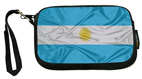 Rikki Knight Argentina Flag - Neoprene Clutch Wristlet Coin Purse with Safety Closure - Ideal case for Cosmetics Case, Camera Case, Cell Phones, Passport, etc..