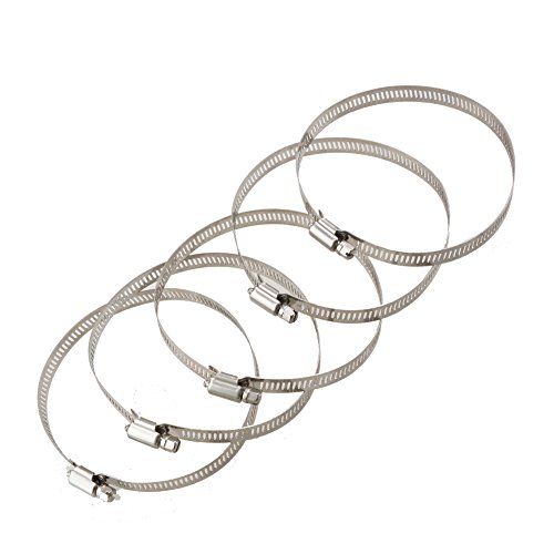 5 Pcs 3.9 inch/100mm Stainless Hoop Steel Hose Clips Duct Clamps Adjustable Worm Drive Hose Clamp For Inline Duct Fan Hydroponic Duct Hoop