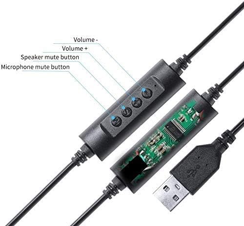 USB Headset & 3.5mm Jack 2 In 1 Phone Headset with Microphone Noise Cancelling & Audio Controls, PC Headphone for Gaming Skype Call Center Office Computer, Clear Voice, Super Light, Ultra Comfort - Image 5