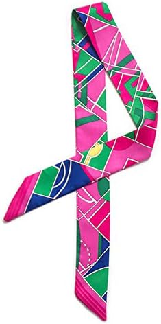 CHICOMP Women's Graphic Print Stain Silk Skinny Scarf/Choker Neck Scarf Tie/Handbag Handle Ribbon Valentines Gift,Multi-color