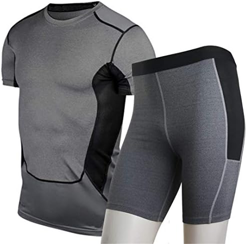 FESFJSES New Summer Compression Tights Running Set Quick Dry Suit Gym Sportswear Fitness Short Sleeve T Shirt Shorts Tracksuit Men