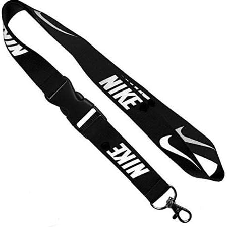 Premium Lanyard Black with White Logo Detachable Lanyard Keychain Holder