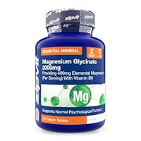 Zipvit Magnesium Glycinate 2000mg with 400mg Elemental, Plus Vitamin B6, 120 Vegan Tablets, High Strength Magnesium Supplements