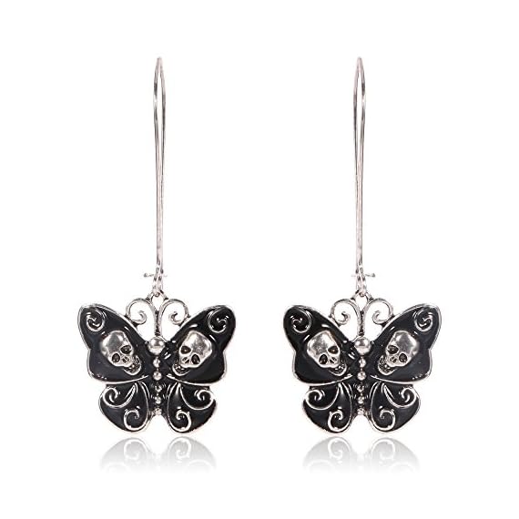 Jesming-Long-Vintage-Butterfly-Earrings-For-Women-Fashion-Jewelry-Antiuqe-Silver-Plated-Black-Enameled-Gothic-Skull-Punk-Earring-Color-Black