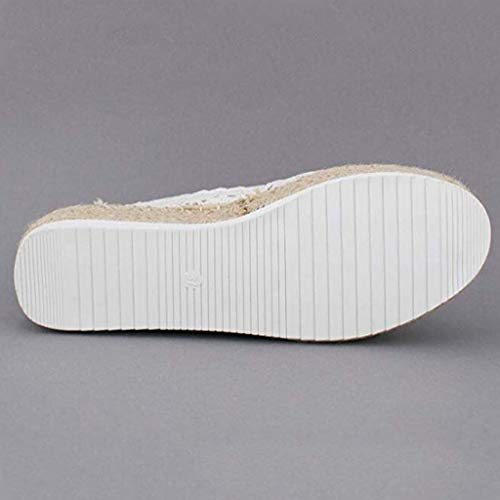 Bravetoshop Women Platform Espadrilles Slip on Round Toe Faux Suede Breathable Casual Flat Boat Shoes (White,40)
