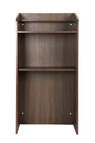 FIVEGIVEN Standing Lectern Podium Wood, Floor Lectern with Shelf Espresso