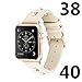 Solomo Compatible for Apple Watch Band 40mm 38mm, Fashion Women Genuine Leather Replacement Strap 3D Studs Spikes Rivets Rock Punk Rose Gold Metal Adapter Buckle iWatch Series 5/4/3/2/1 (Creamy White)