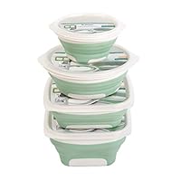 Drynatural Collapsible Food Storage Container with Lid-4 Pack Silicone Bento Lunch Boxes with 300ml/600ml/750ml/1000ml-BPA Free,Easily Washable & Stain Resistant, Dishwasher and Freezer Safe