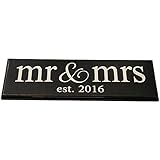 Mr & Mrs Est. 2016 Vintage Wood Sign for Wedding Decoration, Prop, Gift or Wall Decor -- PERFECT WEDDING GIFT! (lowercase)