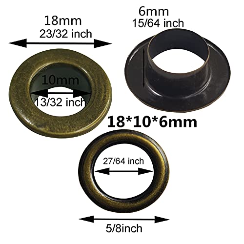 Brass Eyelet Kit 200 Sets Leather Eyelets 25/64 Inch(10 mm) Inner