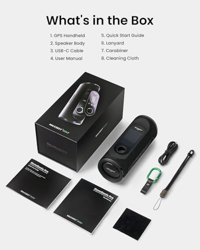 Mileseey GeneSonic Pro Golf Speaker with Detachable GPS Rangefinder, Over 43000+ Pre-Installed Courses without Subscription, Display and Audible Distance Announcement, Touch Screen