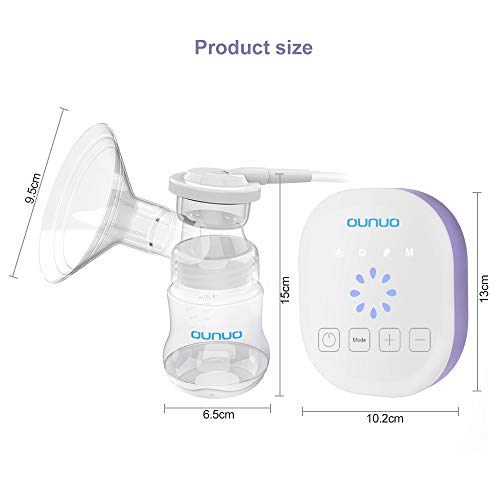 Electric Breast Pump, OUNUO Portable Breast Pump Rechargeable, Hospital-Grade Single Breast Milk Pump with Massage & Suction Level,LCD Screen & Sensitive Touch Pancel