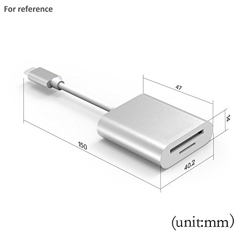 USB Type C Card Reader, QCEs USB C Card Reader Aluminum Superspeed USB 3.0 2-In-1 Card Reader for SD Card/Micro SD Card/TF Card for 2017 MacBook Pro Samsung Galaxy S8 LG G5 and more USB C Devices