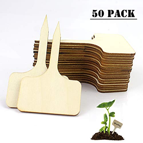 WeiMeet 50 Pieces Wood Plant Markers Garden Plant Labels Plant Container Labels Tags