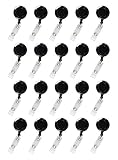 LGEGE 20Pcs NEW Black Keys-ids-badges ID Badge Key Card Name Tag Holders（Retractable Reel）with Belt Clip