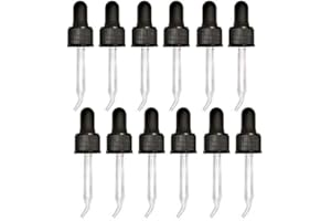 HOLISTIC OILS Bent Tip Dropper Tops for 15ml Essential Oil Bottles – Glass Eye Droppers for Oils, Fit doTERRA Young Living Aura Cacia Plant Therapy Revive – 12 Pack