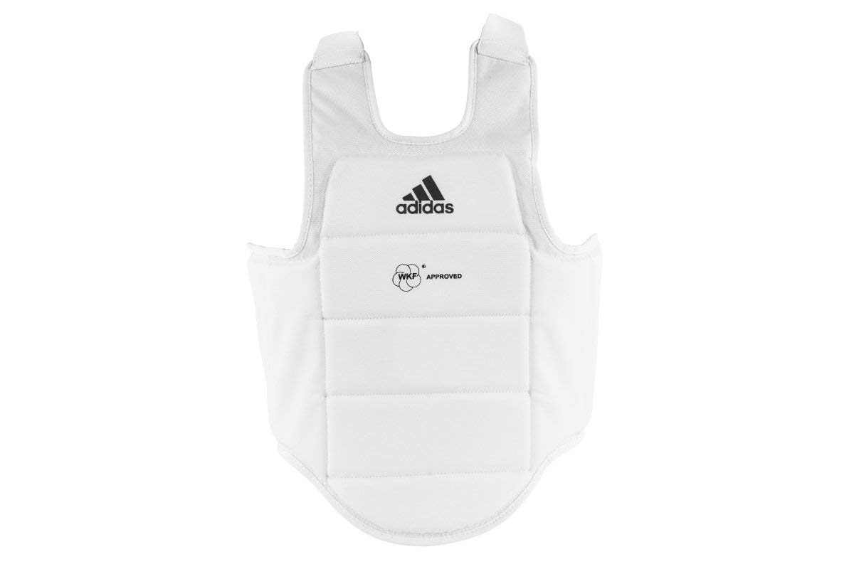 adidas WKF Karate Body Protector - Small, White - with Foam Padding & Breathable Interior, CE-Approved Body Armour for Men, Women, & Kids