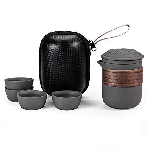 Tragbare Teeservice Porzellan Japanische kleine Teekanne Reise Tea Pot Chinesische Tee Set Mit 1 Topf Und 4 Tassen, Kleine Teeset für Teeliebhaber EIN Sehr Schönes Geschenk